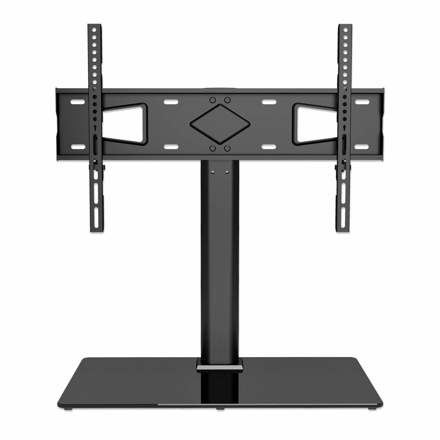 Soporte De Montaje De Tv, Con Altura Ajustable,  32 A 65 De Hasta 45 Kg, Base De Vidrio Templado, Negro