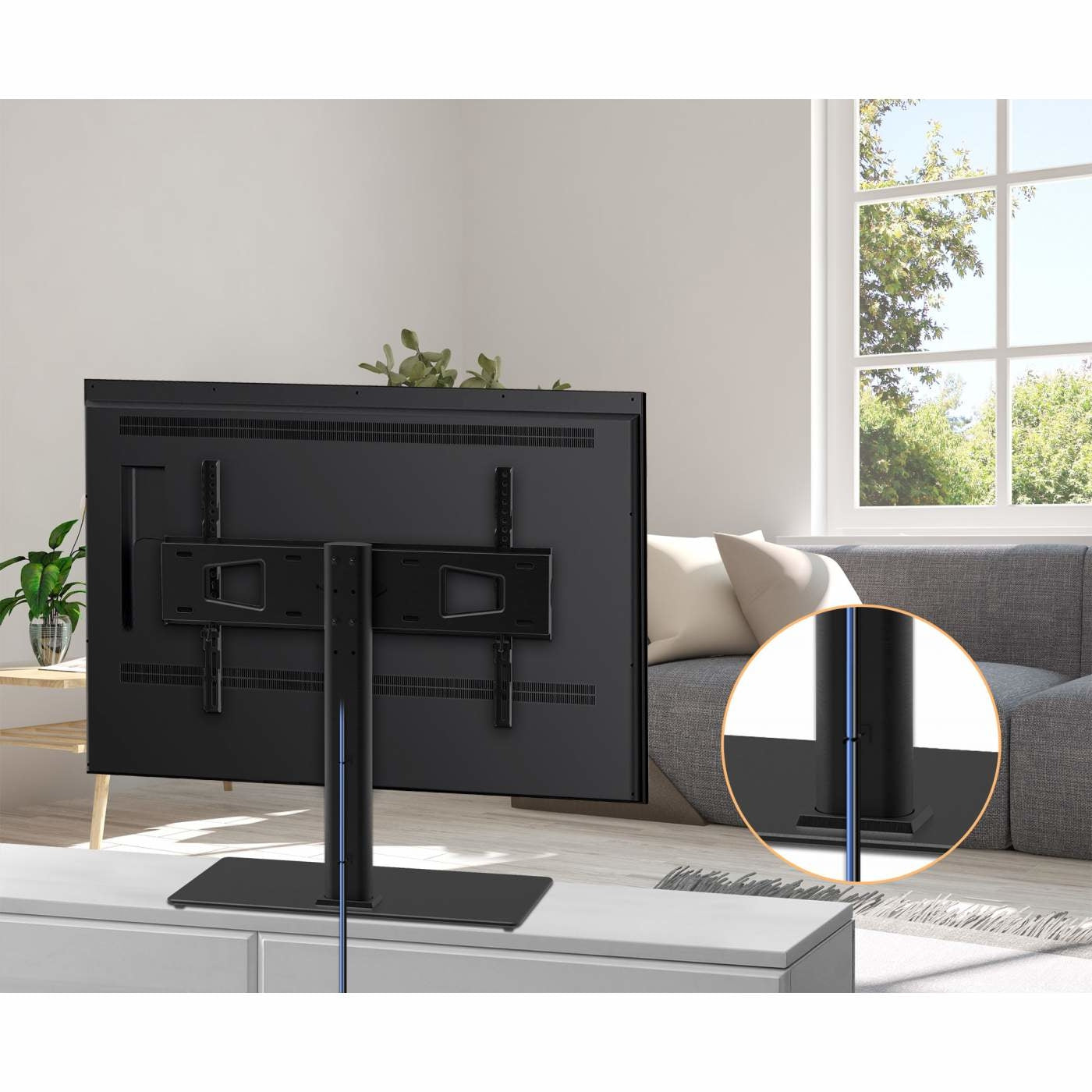 Soporte De Montaje De Tv, Con Altura Ajustable,  32 A 65 De Hasta 45 Kg, Base De Vidrio Templado, Negro