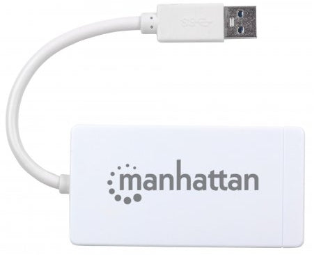 Hub Usb Manhattan 507578 De 3 Puertos 3.0 Con Adaptador Gigabit Ethernet Para Ultrabook Y Macbook