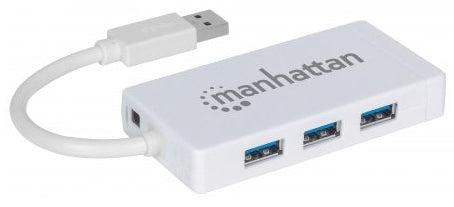 Hub Usb Manhattan 507578 De 3 Puertos 3.0 Con Adaptador Gigabit Ethernet Para Ultrabook Y Macbook