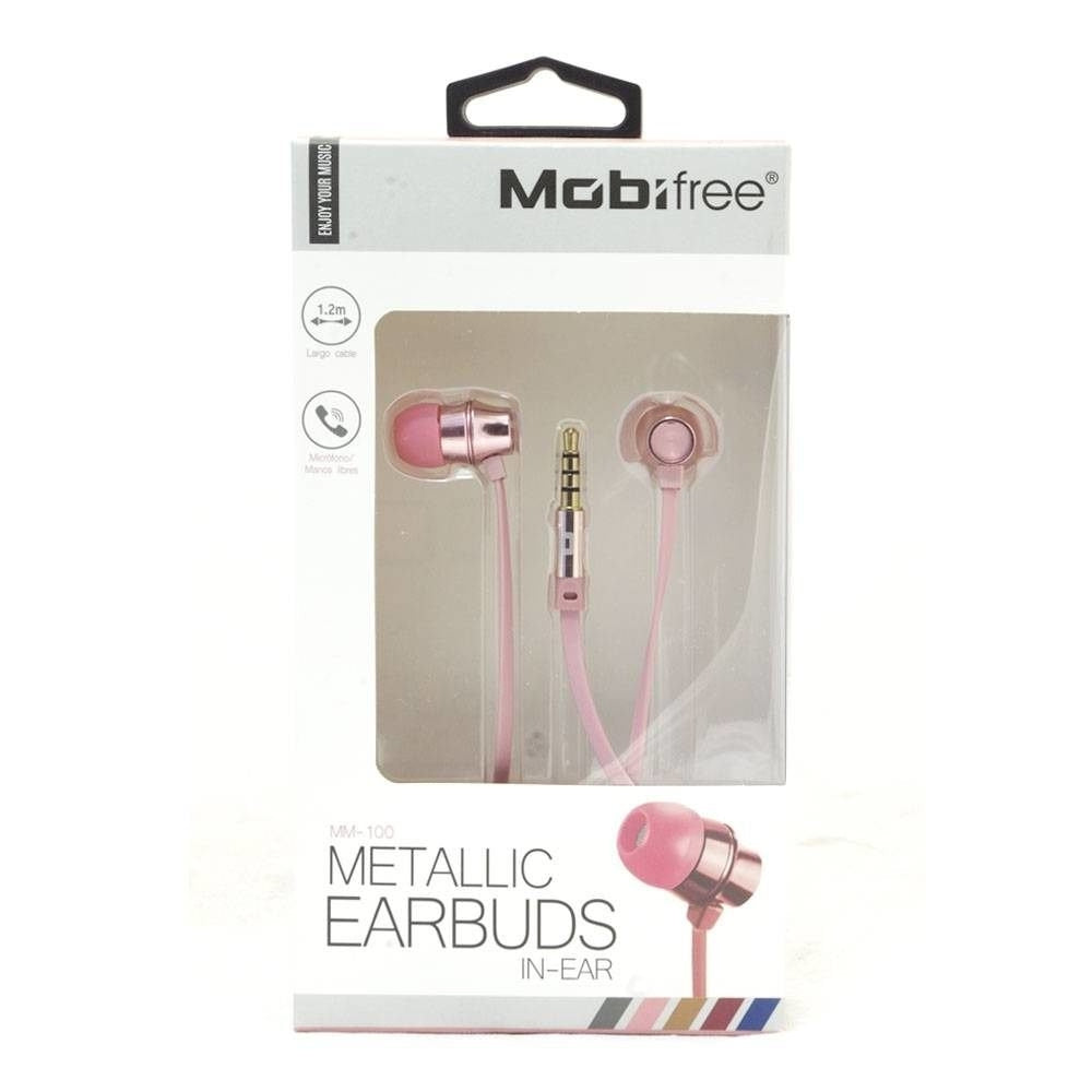 Audífonos In Ear Mobifree Metalic Rosa Alámbrico 1.2