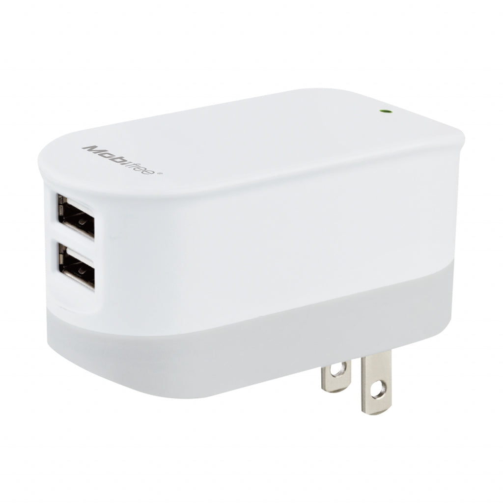 Cargador Mobifree De Pared 2 Puertos Usb Color Blanco Corriente Alterna