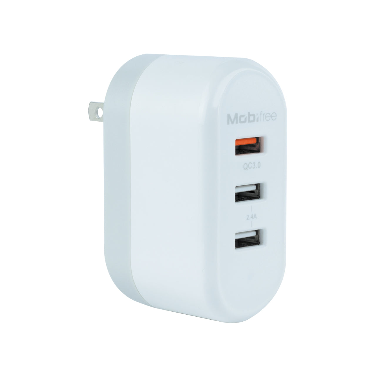 Cargador Mobifree De Pared 3 Puertos Usb Color Blanco Corriente Alterna