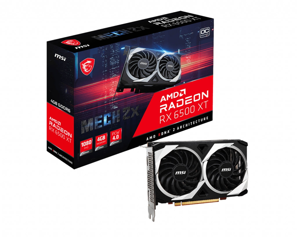 Tarjeta De Video Msi Radeon Rx 6500 Xt Mech 2X 4G Oc Ddr6 Hdmi/Dp