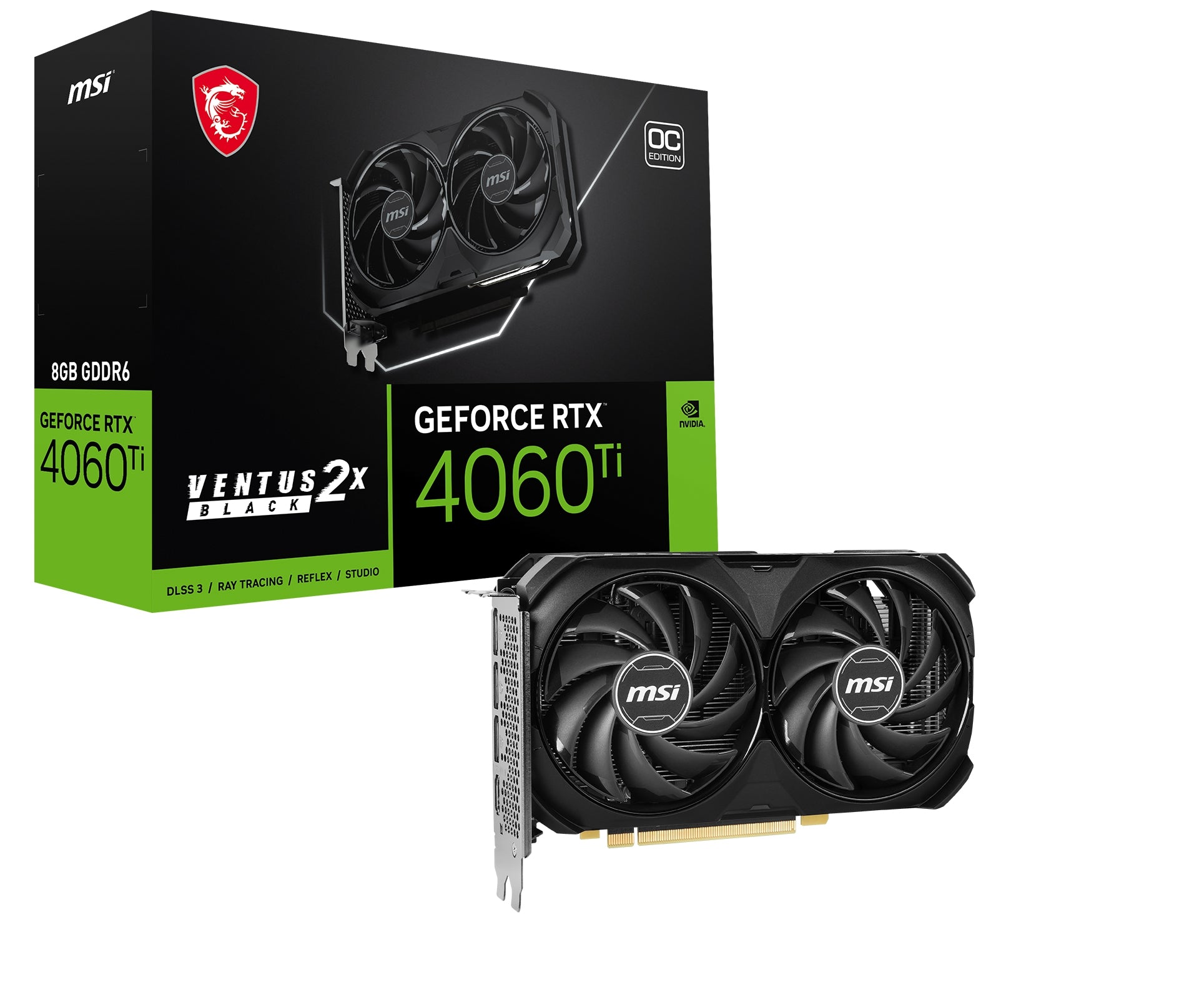 Tarjetas De Video Msi Rtx 4060 Ti Ventus 2X Black 8G Oc