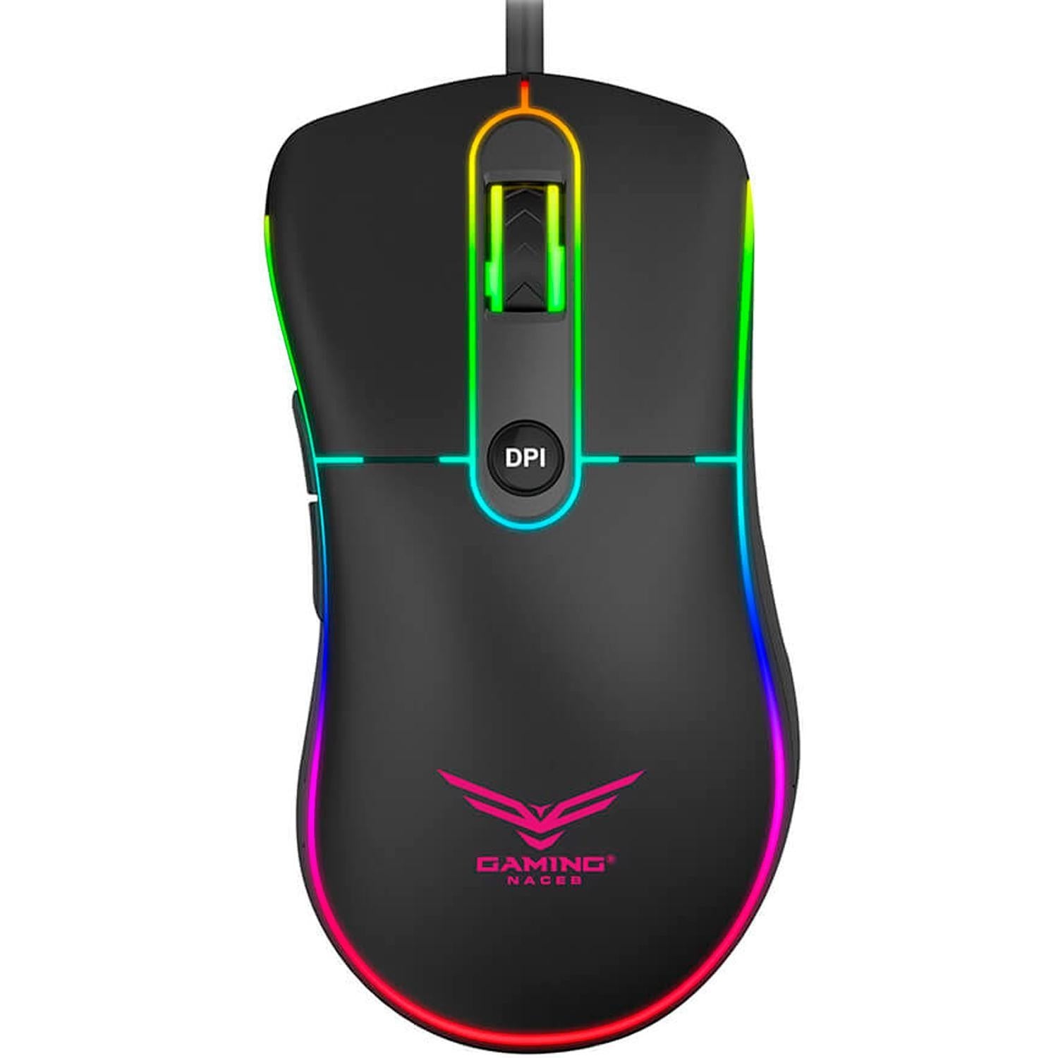 Mouse Gamer Naceb Technology Na-0933 Alámbrico Juego 1000/1600/2400/3200 Rainbow