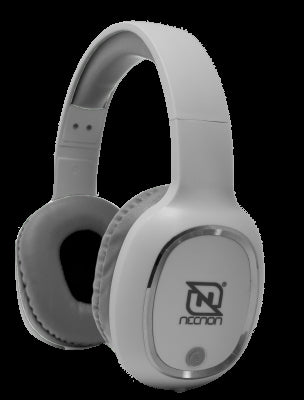 Audifonos Necnon Nbab042100 Over-Ear Bluetooth Nbh-04 Pro Alta Potencia Radio Fm Micro Sd 3.5Mml Manos Libres Blanco/Plata