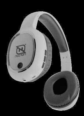 Audifonos Necnon Nbab042100 Over-Ear Bluetooth Nbh-04 Pro Alta Potencia Radio Fm Micro Sd 3.5Mml Manos Libres Blanco/Plata