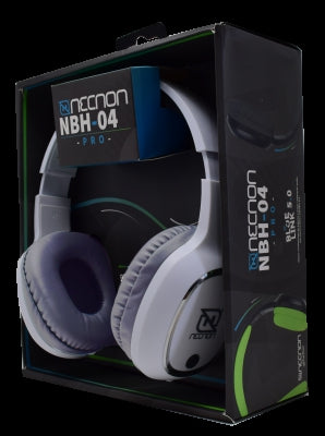 Audifonos Necnon Nbab042100 Over-Ear Bluetooth Nbh-04 Pro Alta Potencia Radio Fm Micro Sd 3.5Mml Manos Libres Blanco/Plata