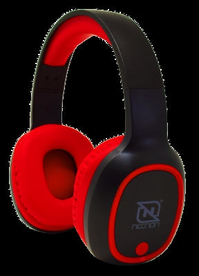 Audifonos Necnon Nbab042500 Over-Ear Bluetooth Nbh-04 Pro Alta Potencia Radio Fm Micro Sd 3.5Mml Manos Libres Negro/Rojo