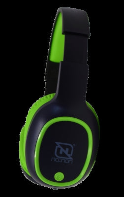 Audifonos Necnon Nbab042600 Over-Ear Bluetooth Nbh-04 Pro Alta Potencia Radio Fm Micro Sd 3.5Mml Manos Libres Negro/Verde