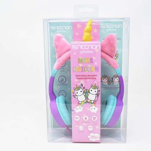 Audifonos Necnon Alambricos Kids 3.5 Mml Unicorn Lila Nbakun0495