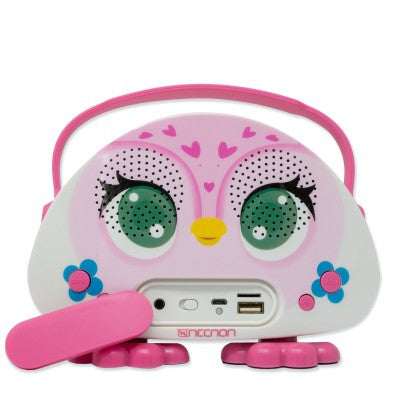 Kids Karaoke Birdie Necnon Nbk-Kids Bocina Bluetooth Micrófono Alámbrico Bt Usb Aux 3.5 Radio Fm Lector Micro Sd