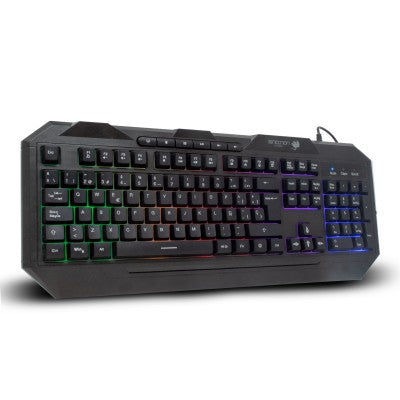 Teclado Gaming Alámbrico Necnon Ngk-Hydra Gamer 114 Teclas Retroiluminado Led Multicolor Diseno Ergonomico 6 Botones Multimedia Negro