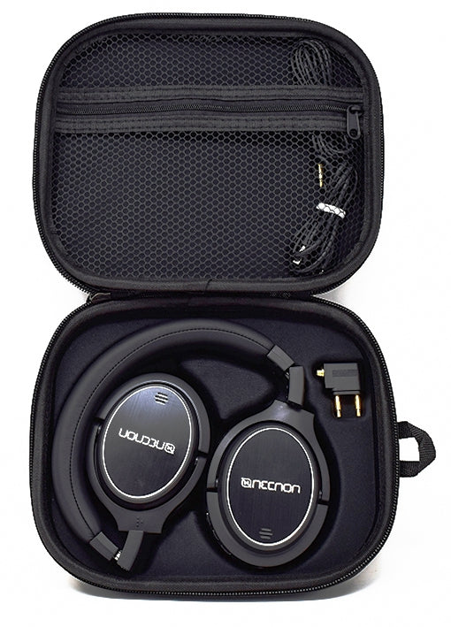 Audífonos Inalámbricos Necnon Nbh-Anc1 Audifonos Over-Ear Bluetooh 4 Mic Cancelacion De Ruido Activo Bocina Titanio Hasta 50Hrs Chip Qualcom 3.5Mm Hard Case Negro