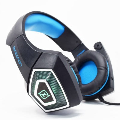 Audífonos Headset Gaming Necnon Nbhg-Dragon Hi-Fi Over-Ear Led Alambrico Diadema Flexible Con Vibracion Microfono 3.5Mm Usb Pc Consolas Celular C/Adaptador Azul