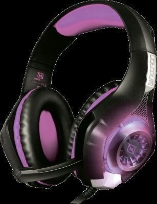 Audifonos Necnon Nbhg-Viper Headset Gaming Over-Ear Led Alambrico Diadema Flexible Microfono 3.5Mm Usb Pc Consolas Celular Inc Adaptador Megabass Fucsia