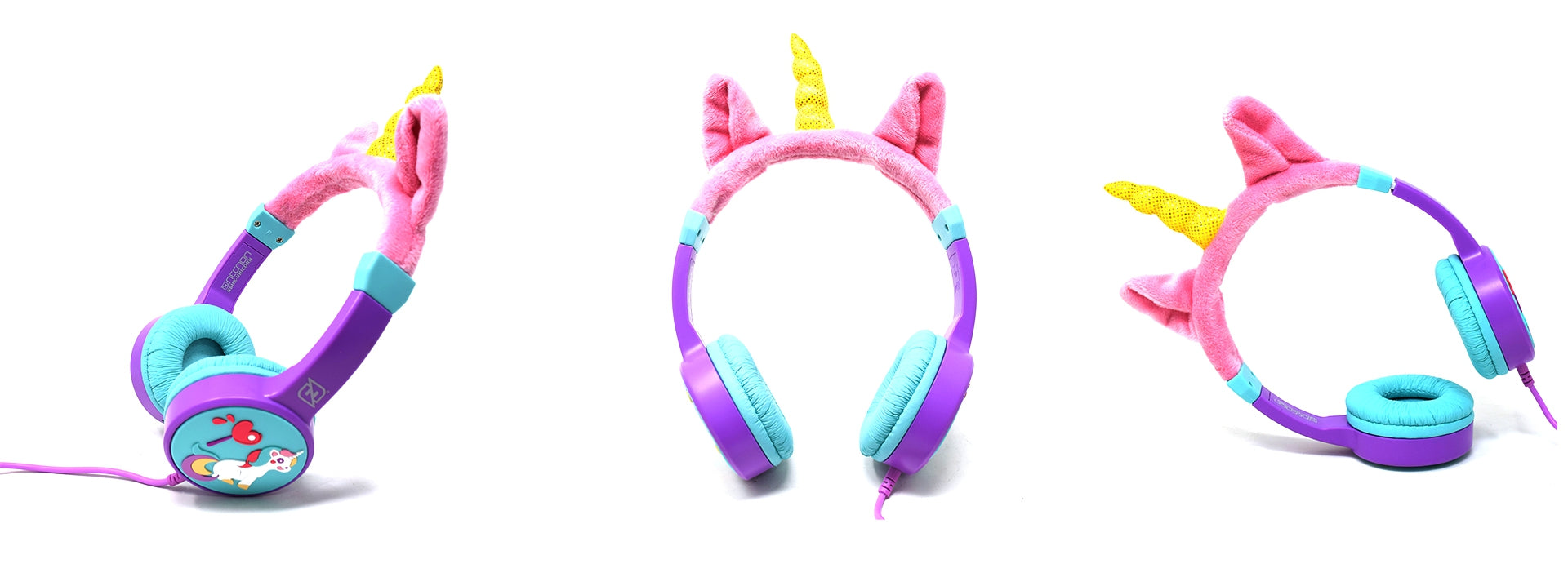 Audífonos Infantiles Unicorn Necnon Nbhk-Unicorn Audifonos On-Ear Alambricos Kids Volumen Seguro 95Db 3.5 Mml Salida Audio 3.5Mml Hipoalargenico No Toxico Lila