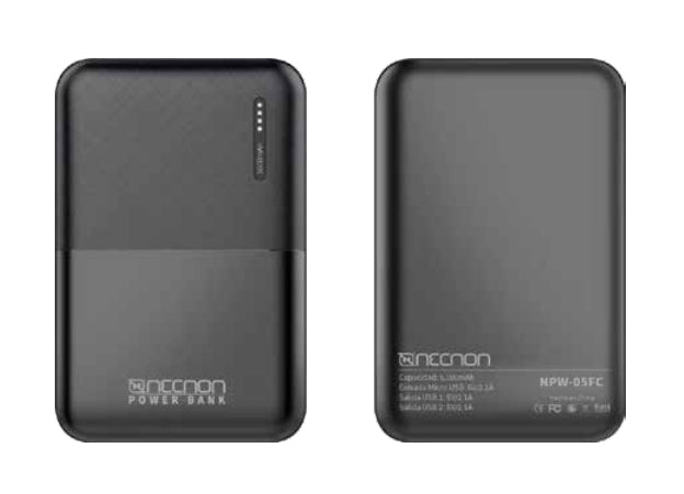 Powerbank Necnon Npw-05Fc 5000Mah Indicador Led Tipo C Neg Nbpb0501Fc