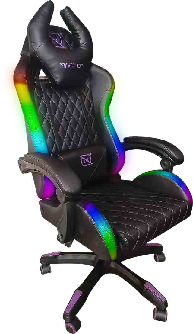 Silla Gamer Necnon Rgb Nsg-Rgb1 Foam  Cojin Lumbar Y Cabeza Negro/Rojo