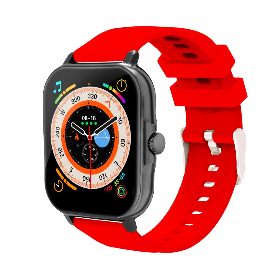 Smartwatch Necnon Nsw-201 1.81 Pulgadas Full Touch Ip67 Bt 5.0 Android/Ios Negro/Rojo