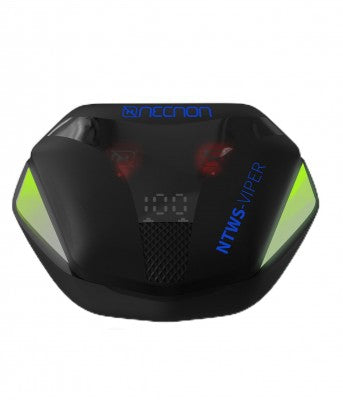 Audifonos Necnon Ntws-Viper In-Ear Bluetooth 5.1 True Wireless Gaming Superbass Luz Rgb 30Mah Caja De Carga 200Mah Minima Latencia Display Informativo Negro