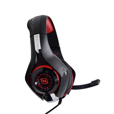 Audífonos Headset Gaming Necnon Nbhg-Viper Over-Ear Led Alambrico Diadema Flexible Microfono 3.5Mm Usb Pc Consolas Celular Inc Adaptador Megabass Rojo