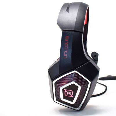 Audífonos Headset Gaming Necnon Nbhg-Dragon Over-Ear Led Alambrico Diadema Flexible Con Vibracion Microfono 3.5Mm Usb Pc Consolas Celular C/Adaptador Rojo