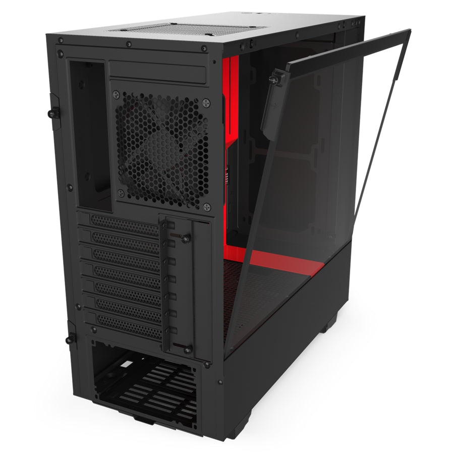 Gabinete Nzxt H510 Compact Negro-Rojo Media Torre Mini Itx, Micro Atx, Atx Cristal Templado Gamer
