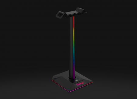 Soporte Para Headset Con Iluminacion Tipo Rgb Con Dos Puertos Usb Y 1 Puerto De Jack 3.5Mm