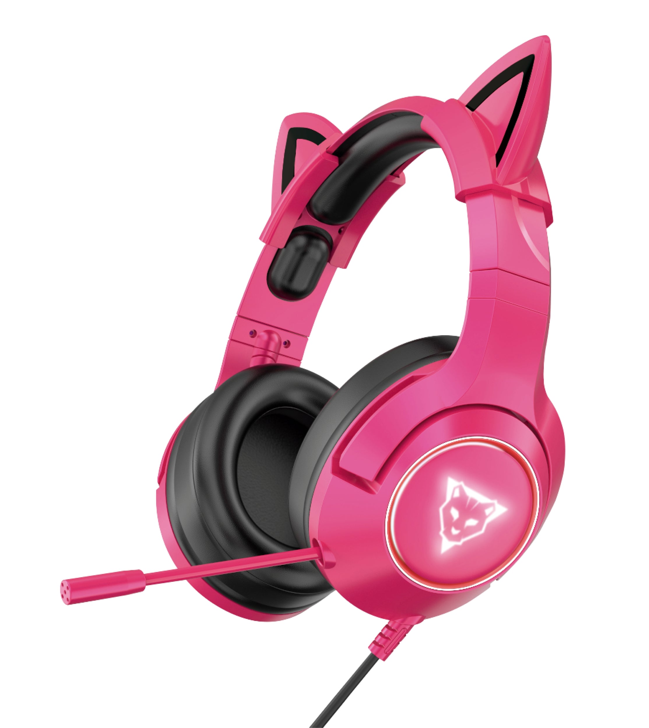 Audifonos Gamer Ocelot Tipo Diadema/Over-Ear/Usb/3.5Mm/Color Rosa Con Negro/Alambricos/Iluminacion Blanca/Control De Audio/Microfono Cancelacion De Ruido/Ajustables/Multiplataforma