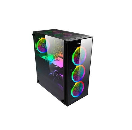 Gabinete Gamer Ocelot/Negro/Media Torre/Soporta 6X Ventiladores 120Mm/Soporta Gpu 350Mm/Cristal Templado/Sin Fuente/Atx