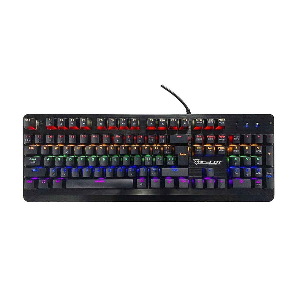 Teclado Mecanico Ocelot/Alambrico/Metalico/ Switch Azul/Negro/Rgb/Iluminacion Y Colores Ajustables/Plug Play/Gamer