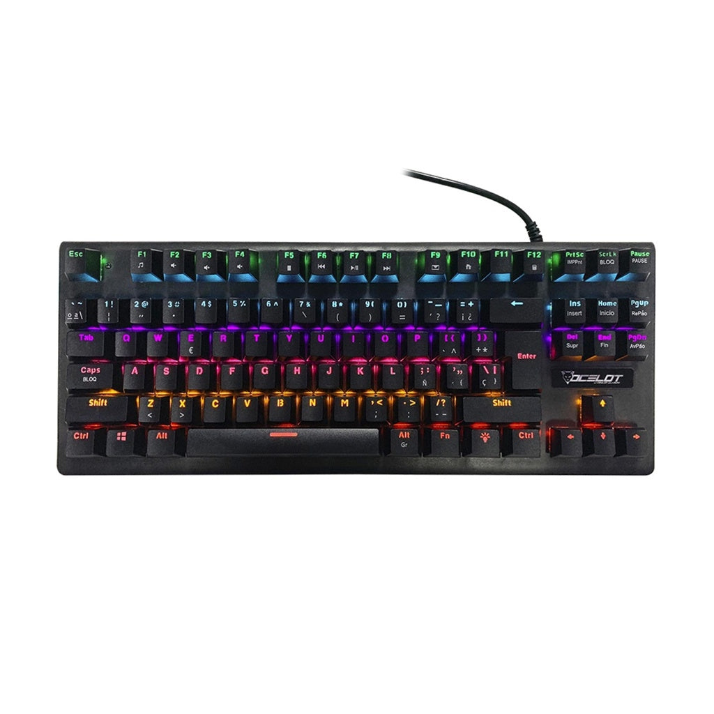 Teclado Mecanico Ocelot/Alambrico/Switch Azul/Plastico/Rgb/ Negro/ Colores Ajustables/Plug Play/Gamer