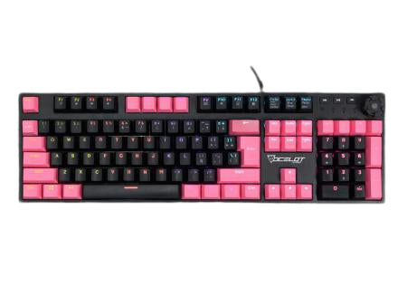 Teclado Mecanico Extendido Ocelot/Alambrico/Iluminacion Tipo Rgb Cubierta De Abs/Color Negro Con Rosa/Gamer