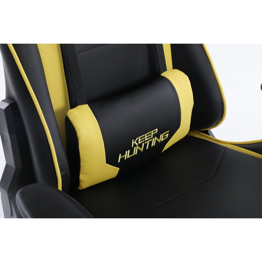 Silla Gamer Ocelot/Color Amarilla Con Negro/Descansa Brazos Ajustables/ Reclinable 90-155 Grados/ Soporta Hasta 150Kg