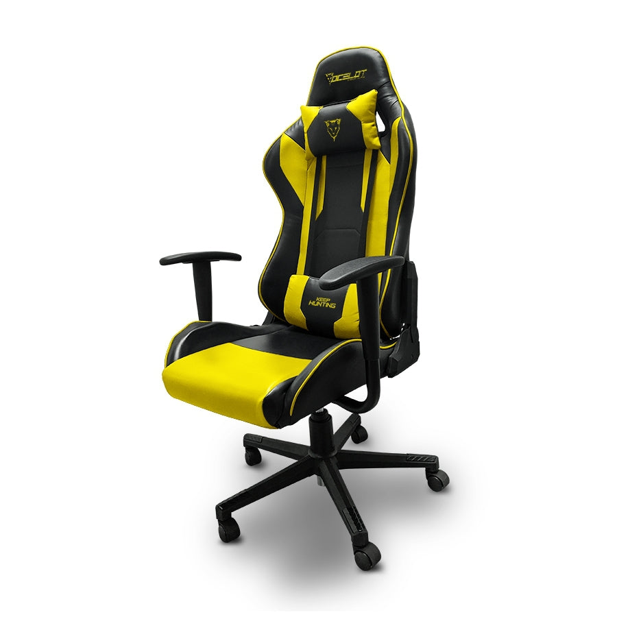 Silla Gamer Ocelot/Color Amarilla Con Negro/Descansa Brazos Ajustables/ Reclinable 90-155 Grados/ Soporta Hasta 150Kg