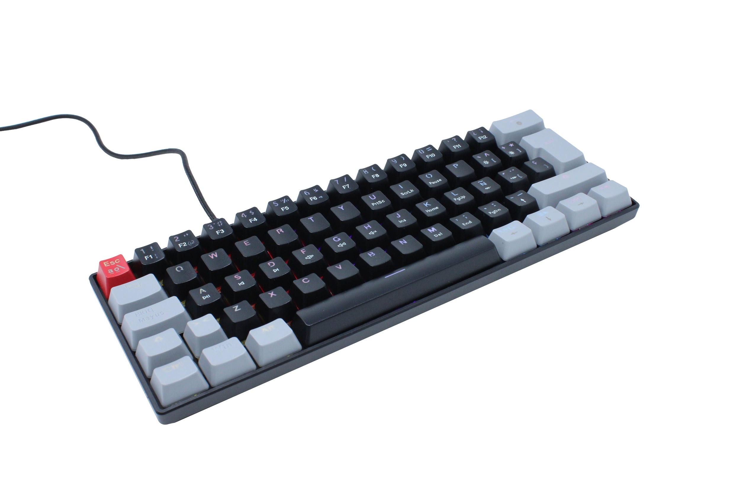 Teclado Mecanico Ocelot Gaming 60% Color Way Negro Con Gris Iluminacion Tipo Rgb