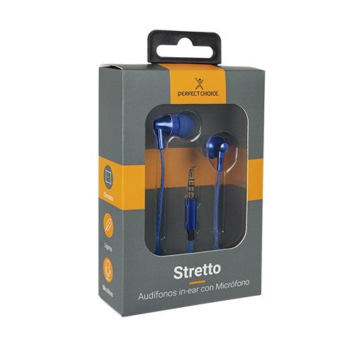 Audifonos In Ear Con Microfono Perfect Choice Stretto Audífonos Micrófono Azul Alámbrico 3.5 Mm 1.2