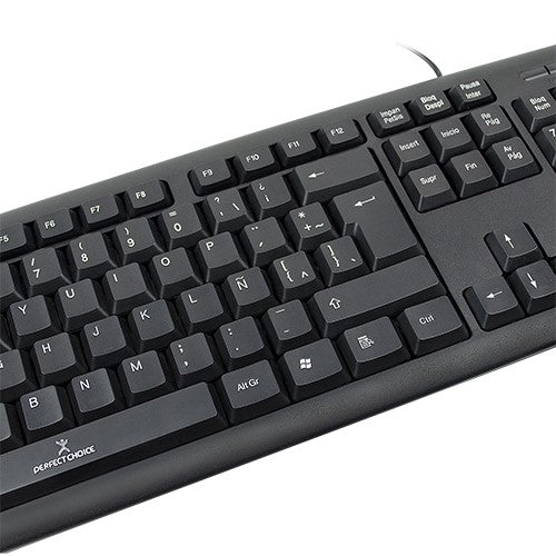 Teclado Perfect Choice Pc-201038 Usb Qwerty Negro Universal Alámbrico