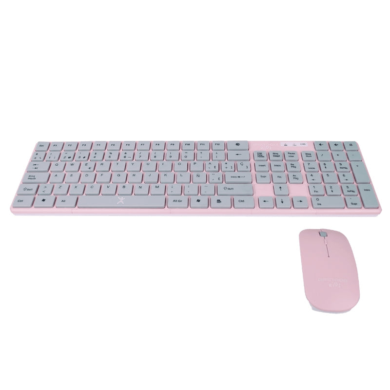 Kit Teclado Y Mouse Perfect Choice Pc-201069 Inalámbrico Teclado+Mouse Kids Balloon Rosa