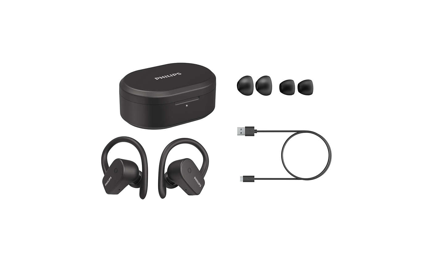 Audifonos Philips Intrauditivos Inalambricos / Color Negro / Bluetooth 5.0 / Estuche De Carga Usb-C Portatil / Resistentes Al Agua Ipx7 / Alcance De 10M / Micro Integrado /  Punta De Silicona