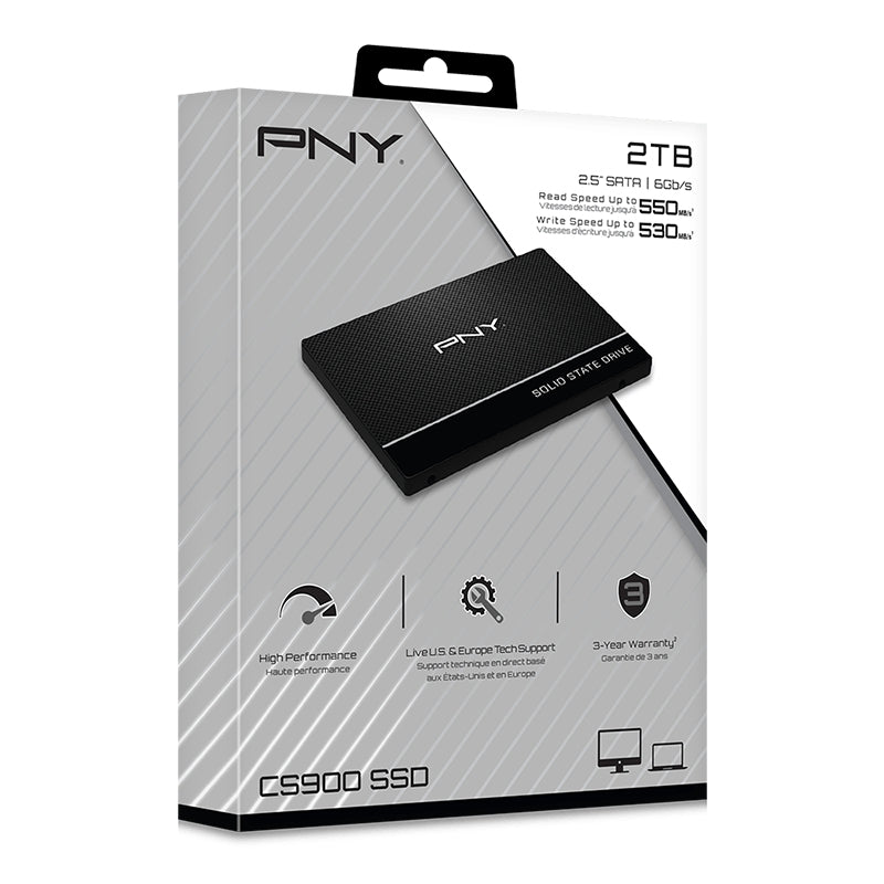 Unidad De Estado Solido Interno 2Tb Pny Cs900 2.5 Sata Lect.550/Escrit.530 Mbs 7Mm Pc/Laptop/Minipc