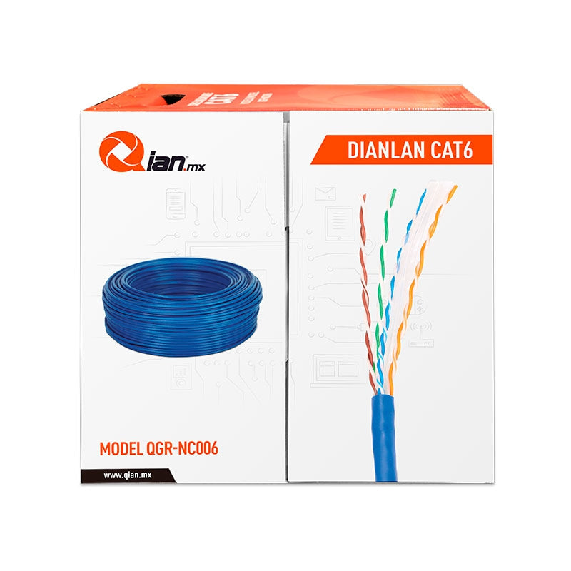 Bobina De Cable Utp Qian Qgr-Nc006 Cat6 Azul23 Awg Interior