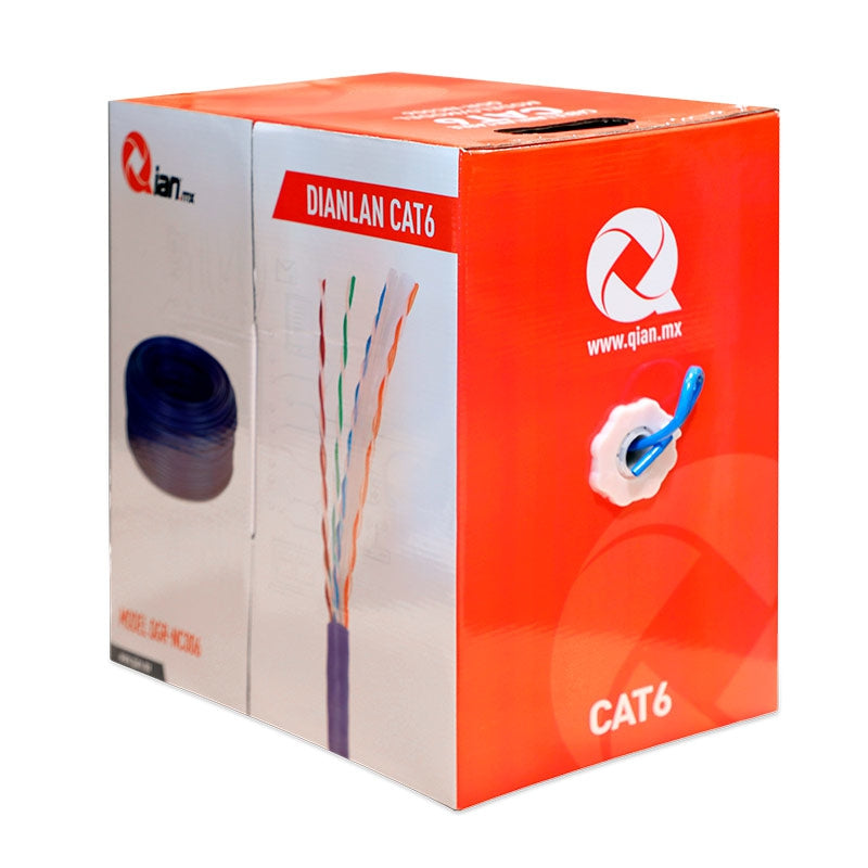 Bobina De Cable Utp Qian Qgr-Nc006 Cat6 Azul23 Awg Interior