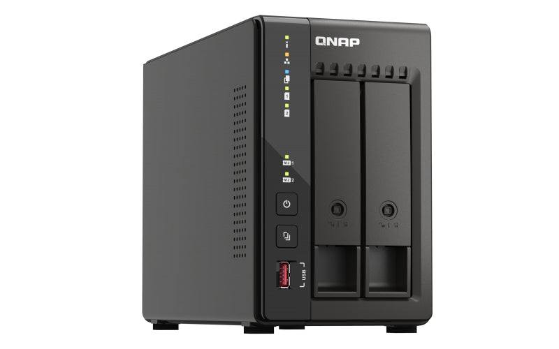 Nas Qnap Ts-253E-8G / 2 Bahias / Torre / Intel Celeron 4Nucleos 2.6Ghz / 8Gb Ram Ddr4 / Lan 2,5Gbe(2) / Wake On Lan / Hdmi(2) / Usb 3.2(2) / Usb 2.0 (2) / Soporta M.2 2280(2) / No Incluye Discos