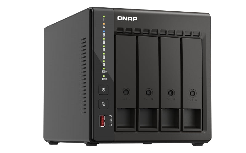 Nas Qnap Ts-453E-8G / 4 Bahias / Torre / Intel Celeron 4Nucleos 2.6Ghz / 8Gb Ram Ddr4 / Lan 2,5Gbe(2) / Hdmi(2) / Usb 3.2(2) / Usb 2.0(2) / Soporta M.2 2280(2) / Hot Swap / No Incluye Discos