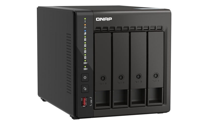 Nas Qnap Ts-453E-8G / 4 Bahias / Torre / Intel Celeron 4Nucleos 2.6Ghz / 8Gb Ram Ddr4 / Lan 2,5Gbe(2) / Hdmi(2) / Usb 3.2(2) / Usb 2.0(2) / Soporta M.2 2280(2) / Hot Swap / No Incluye Discos