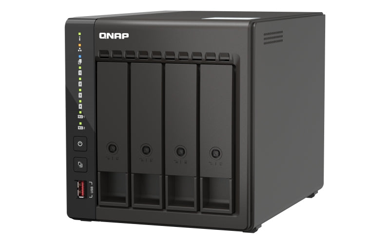 Nas Qnap Ts-453E-8G / 4 Bahias / Torre / Intel Celeron 4Nucleos 2.6Ghz / 8Gb Ram Ddr4 / Lan 2,5Gbe(2) / Hdmi(2) / Usb 3.2(2) / Usb 2.0(2) / Soporta M.2 2280(2) / Hot Swap / No Incluye Discos