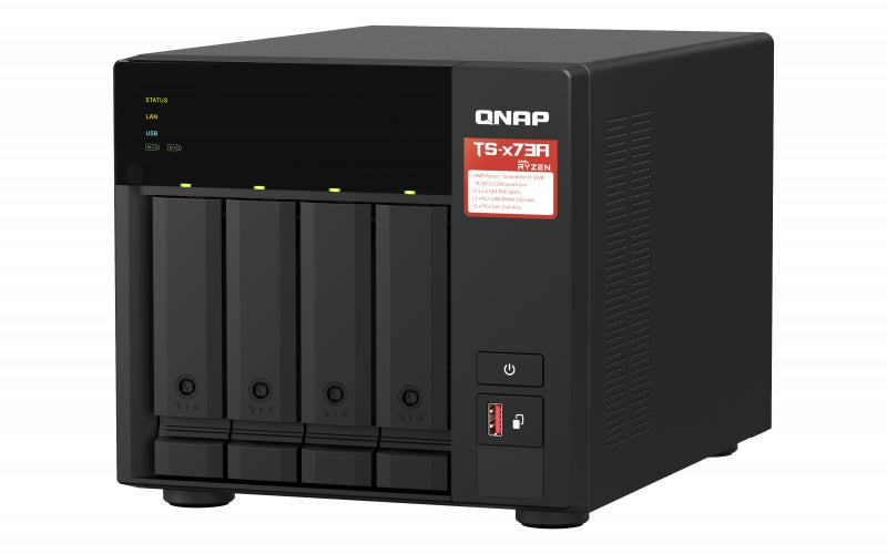 Nas Qnap Ts-473A-8G/ 4 Bahias Nucleo Cuadruple Hasta 2.7 Ghz Amd Ryzen 8Gb Ddr4 So-Dimm/2 Pto 2,5 Gbe / 1 Pto 10Gbe/ Usb 3.2X3/ Hotswap/Sata/Hasta 72Tb/ No Incluye Discos